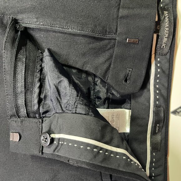 Banana Republic Size 12 Sloan Cropped Black Pants Pockets - Picture 7 of 12
